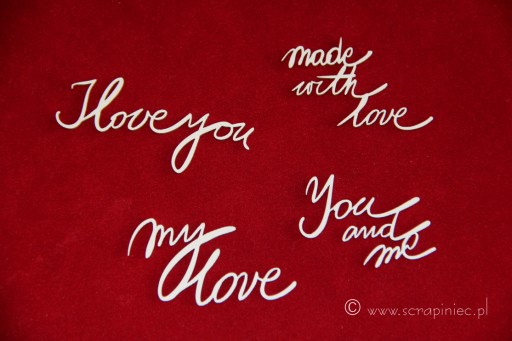 КАРТОННЫЕ скрапки Кисть с надписью Love.