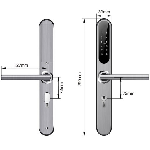 KeyLock Elektroniczny zamek na kod do apartamentu rozstaw zamka 72mm