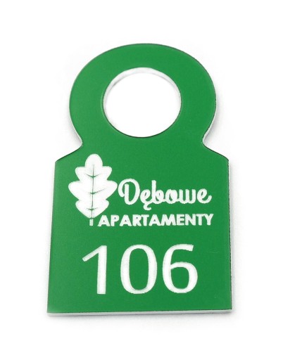 BRELOKI do kluczy NUMEREK DWUSTRONNY 7x4 cm 10 szt