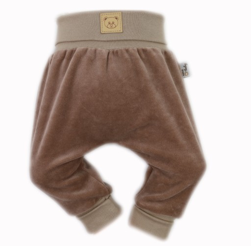 CIEPŁE SPODNIE WELUROWE PÓŁŚPIOCHY 74 SPODENKI BAGGY - TAUPE