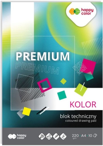 Технический блок А4 10к 220г разноцветный Happy Color