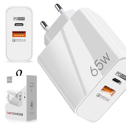 БЫСТРОЕ СЕТЕВОЕ ЗАРЯДНОЕ УСТРОЙСТВО 65 Вт GaN USB USB-C QC PD