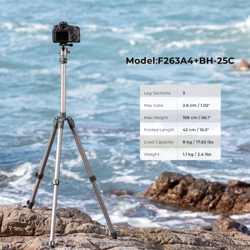 ШТАТИВ ULTRALIGHT K&F ALU/MAG 168CM F263A4 + держатель для телефона