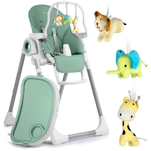 Стульчик для кормления со столиком, зеленый лежак Belo + игрушечная штанга