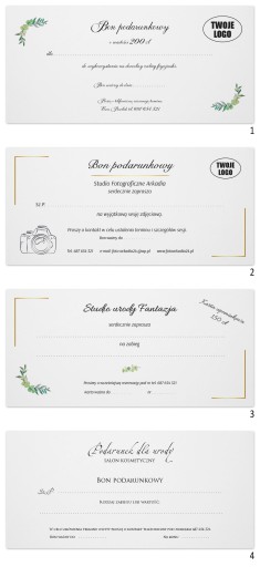 50 szt. boho vouchery bony karty podarunkowe LOGO