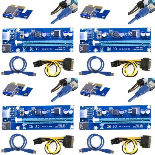 Набор из 4 переходников USB 3.0 PCI-E, 1x-16x 6PIN SATA