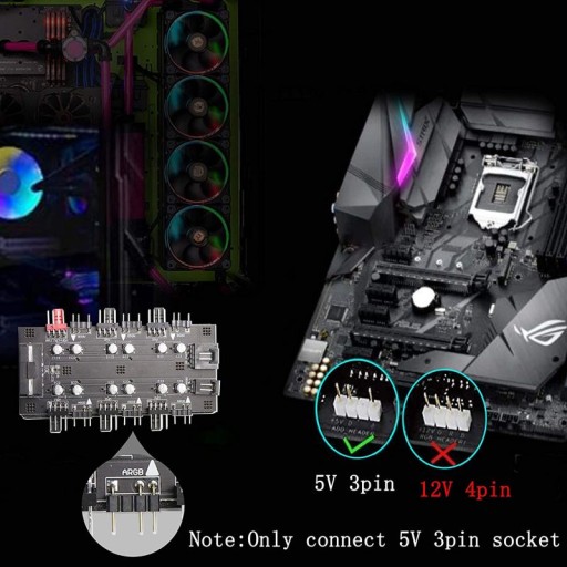 Хаб-сплиттер Molex PWM + aRGB 6x вентиляторы