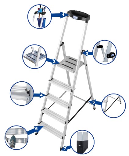 Лестница KRAUSE SAFETY 1x5 126337 3,05 м с ПОЛКОЙ