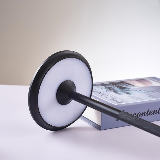 STEROWANIE DOTYKOWE CZARNĄ, TRÓJKOLOROWĄ LAMPĄ STOŁOWĄ Z TEMPERATURĄ USB
