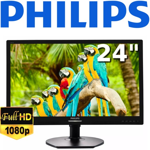 Монитор 24 дюйма Philips S-Line 1920 x 1080 FullHD VGA DVI DP Кабели Vesa Pivot