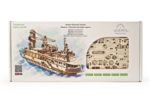 Деревянная модель лодки Ugears Research Ship PL