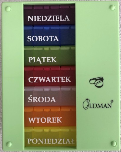 POJEMNIK ORGANIZER NA LEKI LEKARSTWA PIGUŁKI OLDMAN KASETKA 7 dni 4 pory