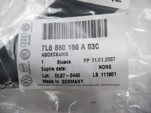 КРЫШКА РЕЙКИ ЛЕВАЯ VW TOUAREG 07- 7L6860150A