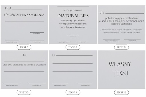 CERTYFIKAT SZKOLENIOWY ZŁOTY DYPLOM CERTYFIKATY BEAUTY A4 PAKIET 6 szt
