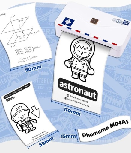 Phomemo M04 AS Bluetooth-термопринтер для заметок и графики этикеток 110 см