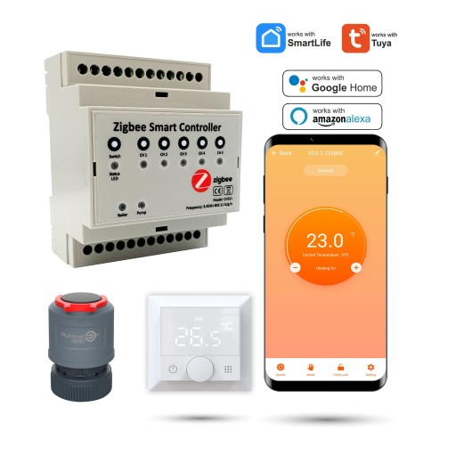 Bezprzewodowy zestaw do podłogówki Zigbee 5 sekcji