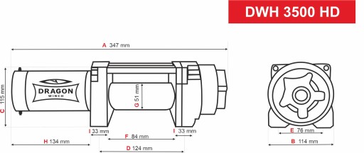 Электрическая лебедка Dragon Winch, 12 В, 3500 фунтов/1588 кг | DWH3500HD сталь
