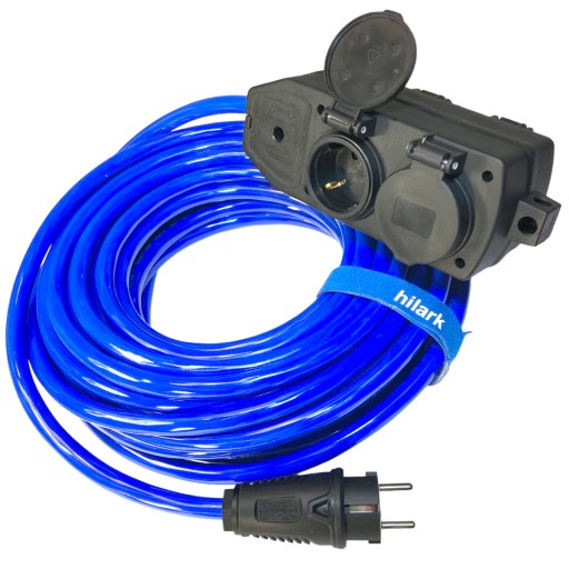 SCHUKO Przedłużacz gumowy rozgałęźnik 4 gniazda H07BQ-F 3x2,5 blue PUR 45m