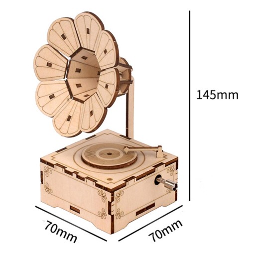 Музыкальная шкатулка Механическая деревянная 3D головоломка DIY Модель проигрывателя в сборе Игрушка