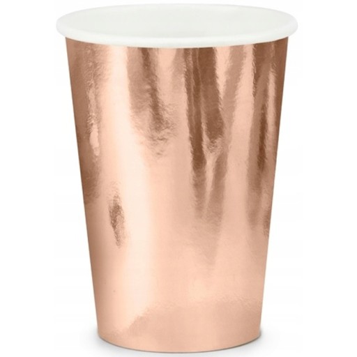 Бумажные стаканчики ROSE GOLD розовое золото металлик для дня рождения, 6 шт.