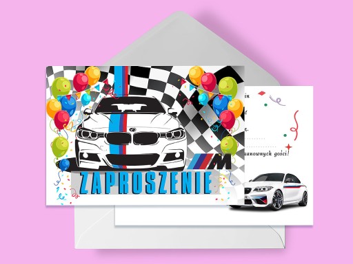 ZAPROSZENIE BMW M3 ALPINA NA URODZINY DZIECKA + KOPERTA GRATIS