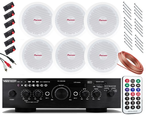 6 GŁOŚNIKÓW SUFITOWYCH PIONEER MP3 USB BLUETOOTH