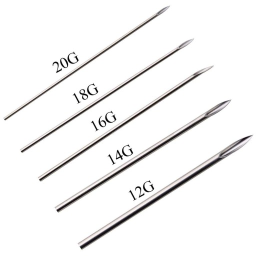 5x ИГЛЫ ДЛЯ ПИРСИНГА КАННЮЛЬНОГО ТИПА, НАБОР ИГЛ 14G
