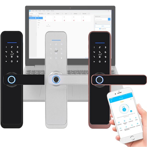 Кодированная комбинированная дверная ручка с Bluetooth, Wi-Fi, RFID и считывателем пальцев