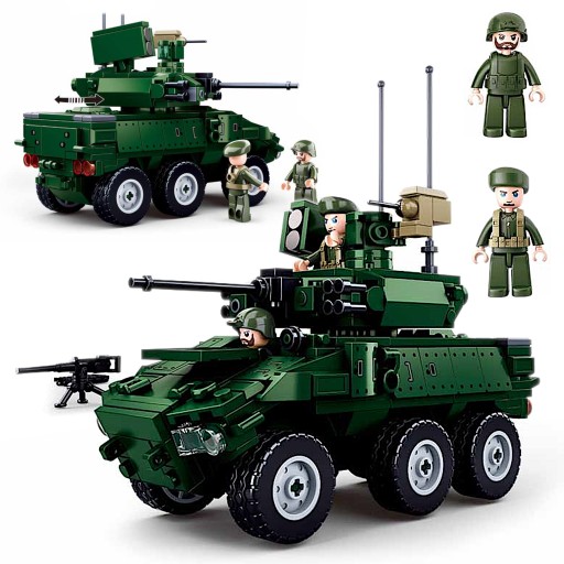 Армейские блоки, бронеавтомобиль JAGUAR, танк + LEGO WEAPON