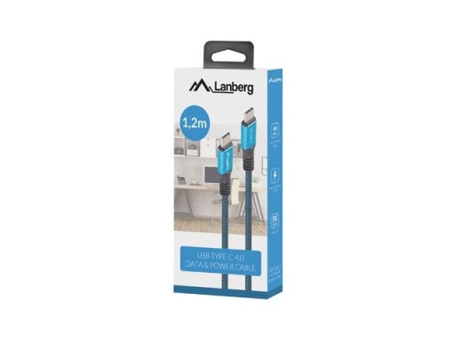 КАБЕЛЬ USB-C M/M USB4 1,2 М 100 Вт 8K 30 Гц ЧЕРНО-СИНИЙ LANBERG