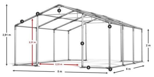 Палатка для хранения 5x6 м, прочная конструкция DAS 560 Вт