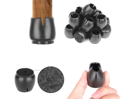NAKŁADKI OCHRONNE NA NOGI KRZESŁA MEBLI SILIKONOWE FILC 16-21 mm 16 szt
