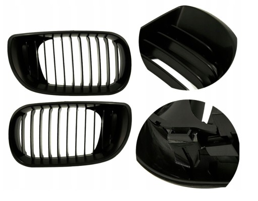 BMW 3 E46 GRILL NERKI ATRAPY ZDERZAKA CZARNY POŁYSK ONE LINE LEWA + PRAWA