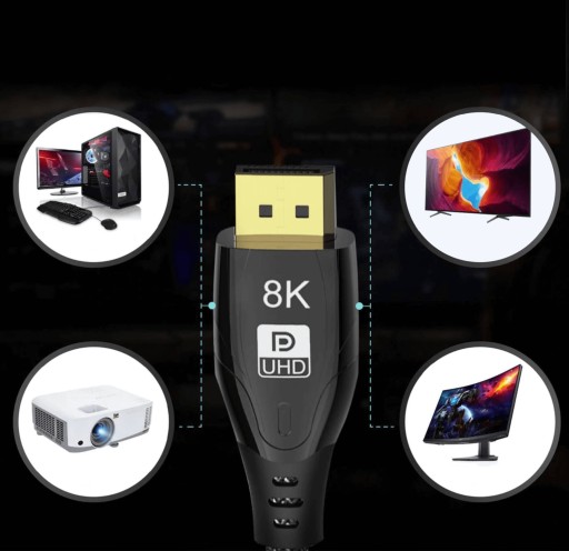REAGLE KABEL PRZEWÓD DISPLAYPORT 1.4 DP 8K 4K 144Hz HDR DO DISPLAY PORT 1M