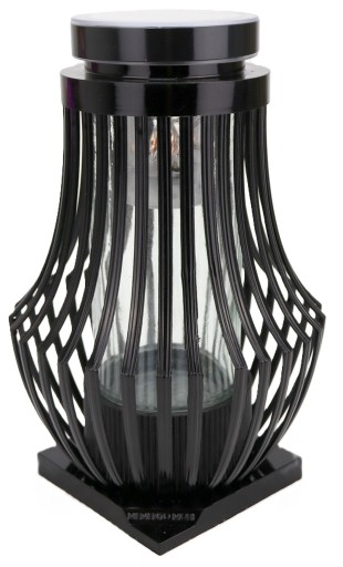 ZNICZ SOLARNY CZARNY ATENY wys. 31cm, ciepłe światło LED