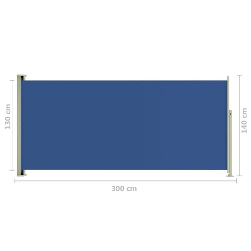 WYSUWANA MARKIZA BOCZNA NA TARAS 140X300CM NIEBIES