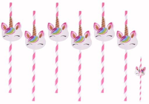SŁOMKI PAPIEROWE urodzinowe JEDNOROZEC unicorn
