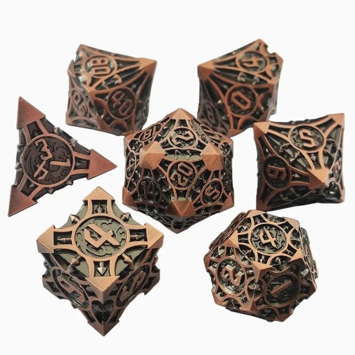 WIEŻA MAGA ZESTAW 7 METALOWYCH KOŚCI KOSTEK RPG