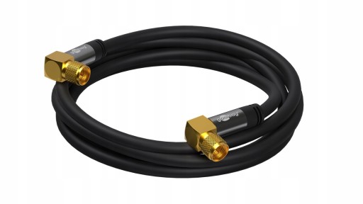 Kabel antenowy SAT 135 dB 4x ekranowany 2x90° 3.0m czarny pozłacany Goobay