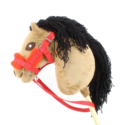 Недоуздок Mustang Hobby Horse на подкладке + поводья, размер (А3), красный