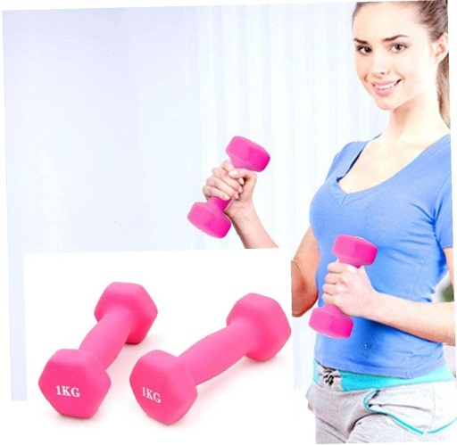 Гири неопреновые Intey Dumbbell, 2 шт по 1 кг, розовые
