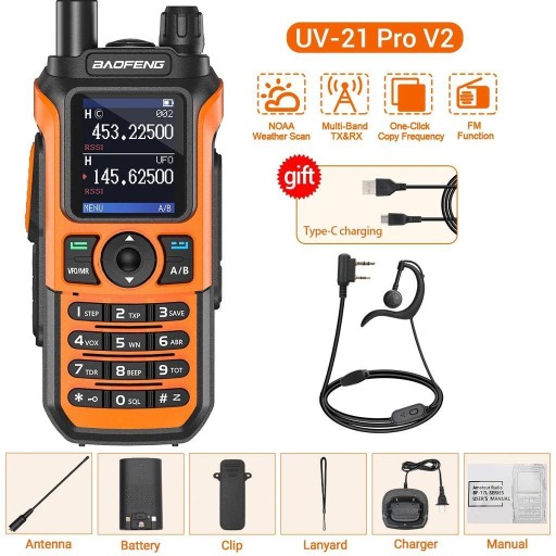 Радиостанция Baofeng UV21: трёхдиапазонная, водонепроницаемая, с дисплеем 1,77 дюйма, дальний радиус действия