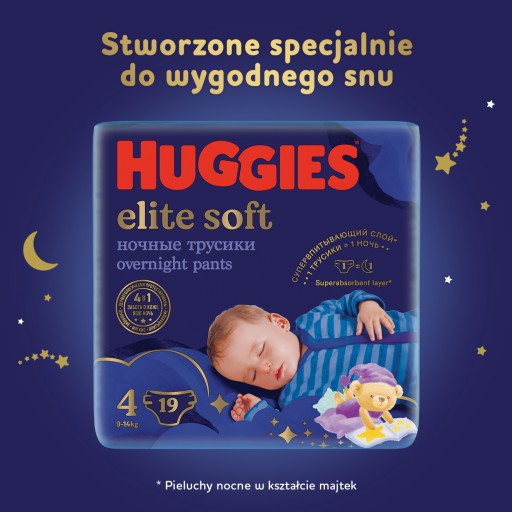 Подгузники HUGGIES Elite Mega 4 38 шт + ночь