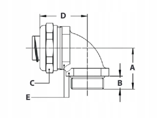 МЕТАЛЛИЧЕСКИЙ САЛЬНИК 90° M25x1,5 КАБЕЛЬНАЯ ТРУБА 25 мм IP65
