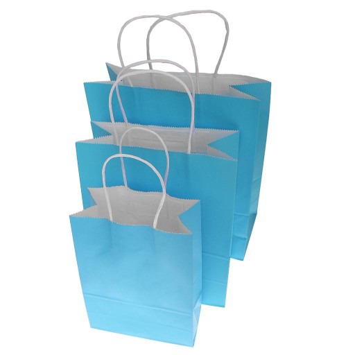10szt Torba Na Prezenty Na Imprezę Z Uchwytami Urodziny Sky Blue Średnia 27 x 22 x 11 cm