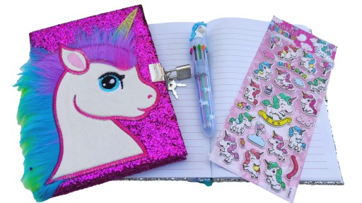 PAMIĘTNIK JEDNOROŻEC NOTES NAKLEJKI + DŁUGOPIS