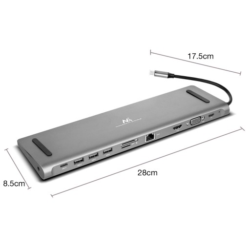 ХАБ ДОК-СТАНЦИЯ «11 в 1» 3x USB HDMI VGA SD LAN