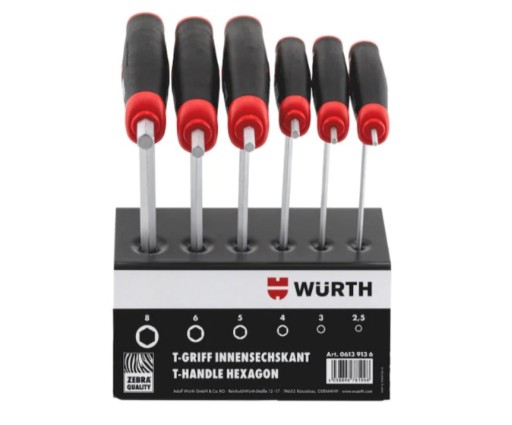 Набор шестигранных ключей с ручкой Würth, 6 шт.