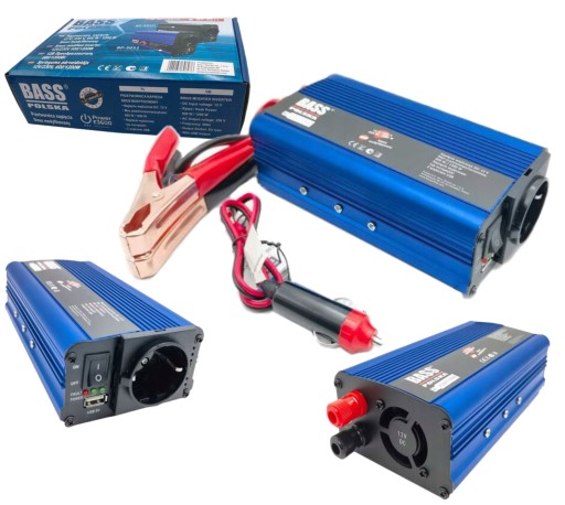 PRZETWORNICA NAPIĘCIA 12V 230V 1200W BASS POLSKA WEJSCIE USB