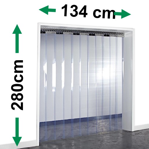 Kurtyna paskowa (SxH): 134 x 280cm, pasy PCV 200x2